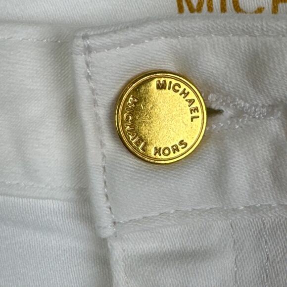 Michael Kors Women's White Denim Jeans Skinny Straight Fit Fringe Hem Size 16 - Picture 3 of 12